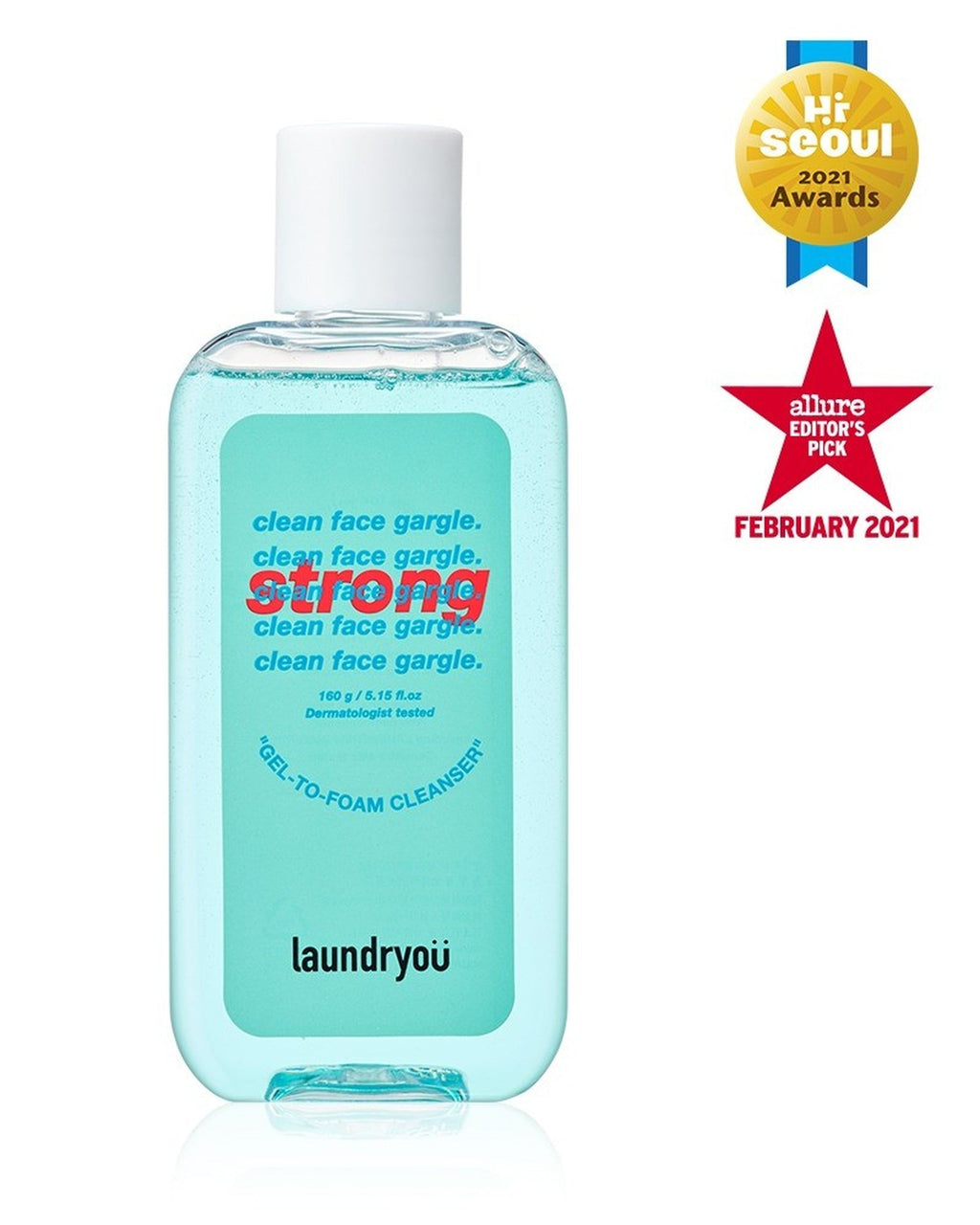 Clean Face Gargle Gel-to-Foam Cleanser Strong 160g
